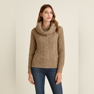 Love & Liberty Butterscotch Tweed Cowl Neck Sweater with Side Slits